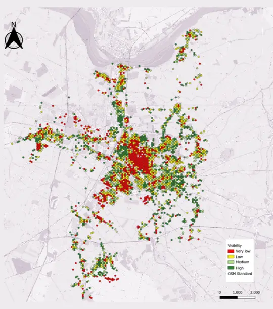 Mappa dell'indicatore 3 (visibilità degli alberi)